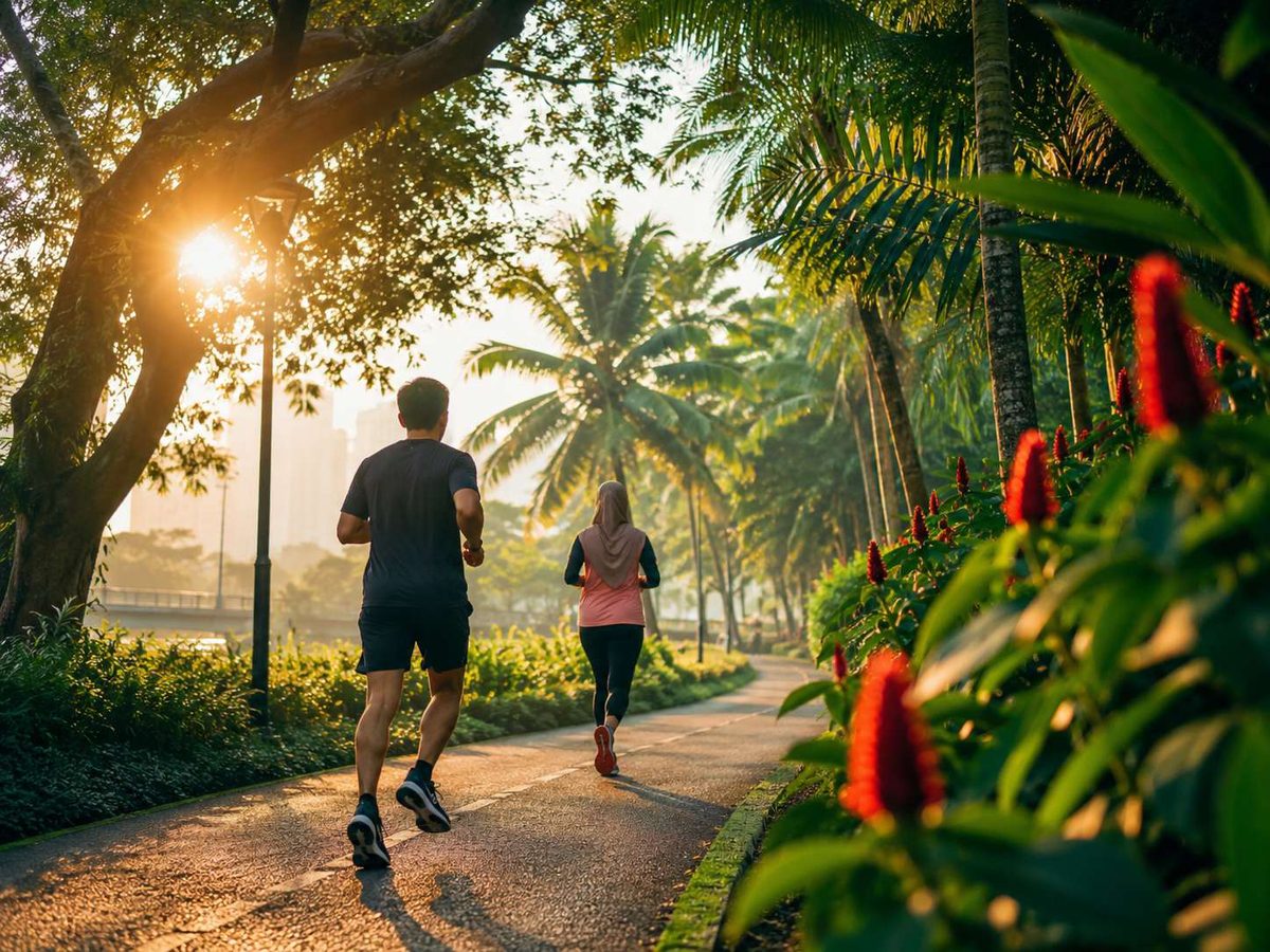 People jogging in a Malaysian park